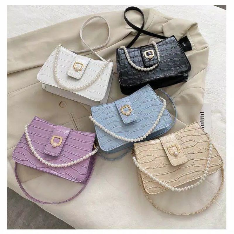 Tas Mutiara Tas Lilac Shoulderbag Tas Bahu Tas ungu tas import murah fashion wanita Tas kekinian