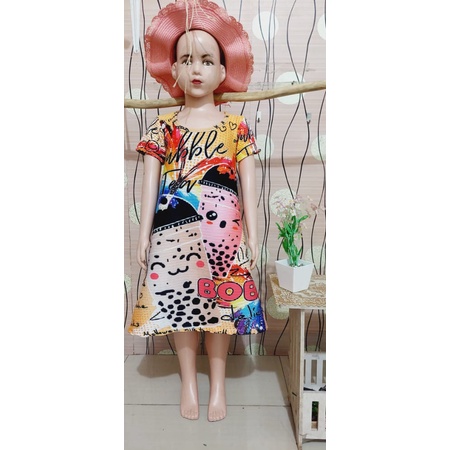 TERBARU DRESS TURUN NAIK MOTIF BOBA VIRAL TIKTOK !! Dress Anak 3-8 THN Tahun Baju Turun Naik lagi vi