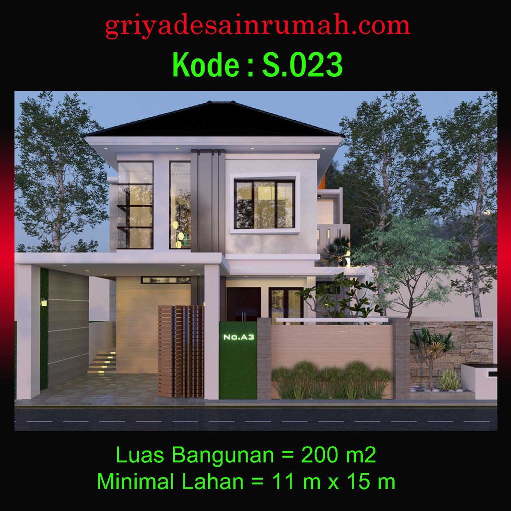 Desain Rumah Mewah 2 Lantai 3 Kamar Tidur Ukuran 11x15 Meter Shopee Indonesia