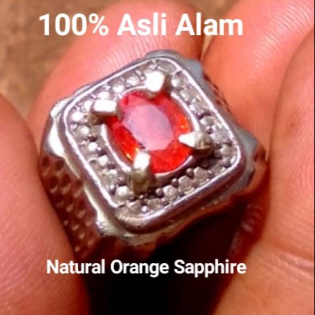 Cincin Safir Natural Orange Sapphire 100% Asli Alam Kilau Tajam Kwalitas Super Harga Mumer Mantul