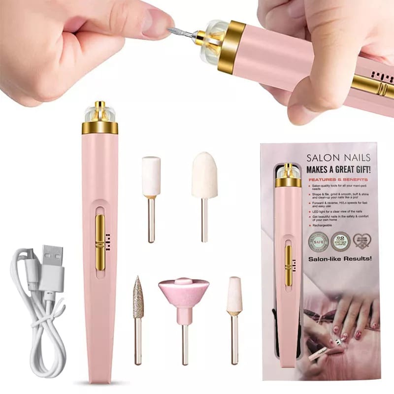 Mesin Manicure Elektrik Alat Pengikir Kuku USB 5IN1 Mesin Bor Kuku Set Dengan Lampu LED Perawatan Nail Polish F711