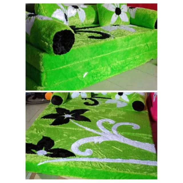 Kasur Busa Lipat Karakter Bulu Halus 2 in 1