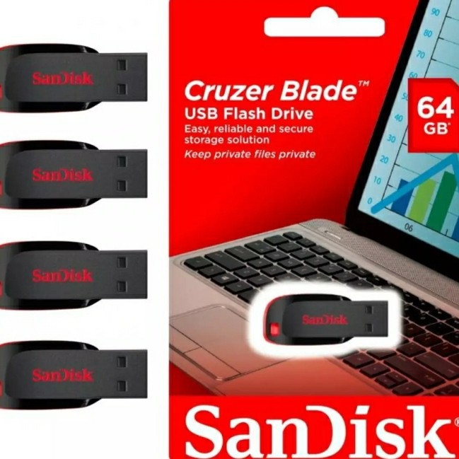 SANDISK Flashdisk 64GB 100% original Cruzer Blade 64 GB Murah Meriah