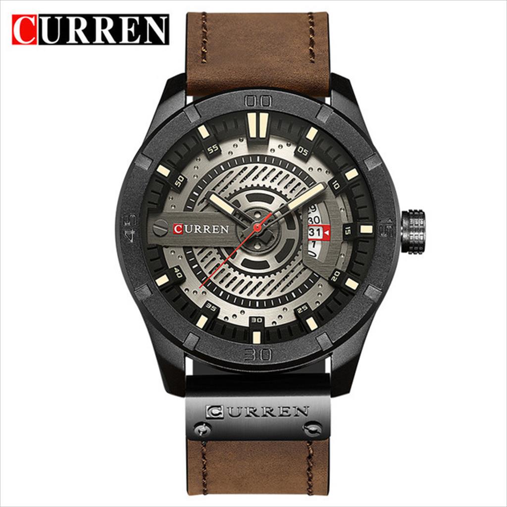 CURREN 8301 Jam Tangan Pria Analog Tali Kulit Chronograph Aktif