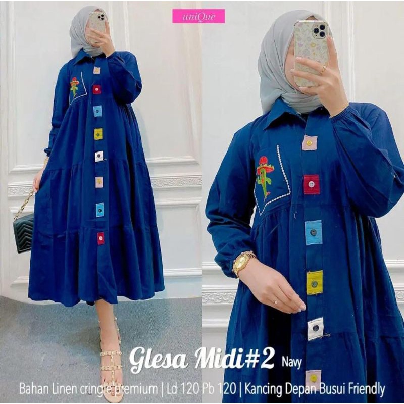 Fashion Muslim, Fashion Wanita, Midi Dress. Glesa Midi Dress