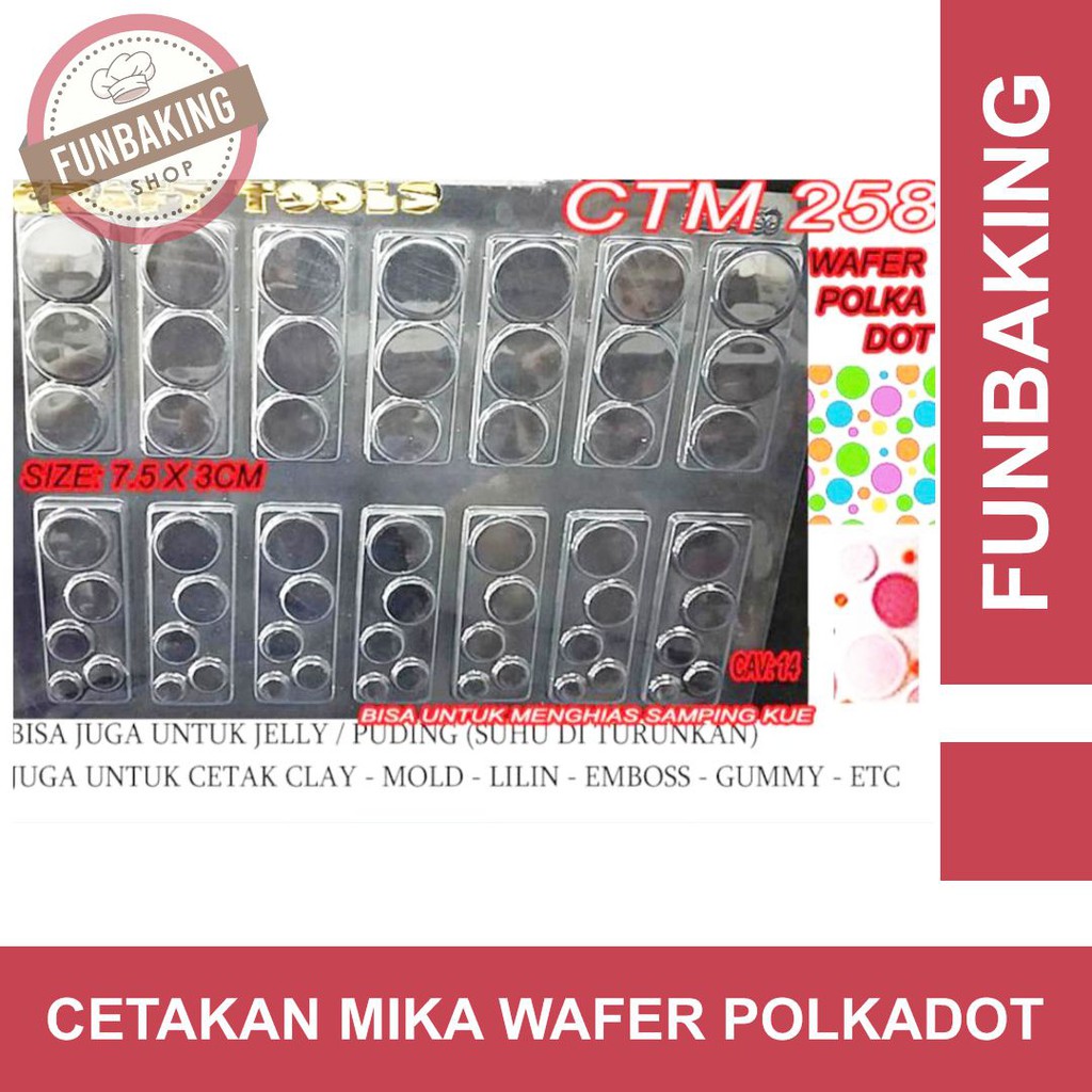 FunBaking - Cetakan Mika Coklat Pagar Wafer POLKADOT BULAT BULAT