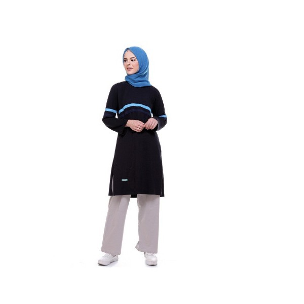 ALNITA SETELAN SPORT SYAR'I ASRI 012 L  WARNA HITAM BAJU OLAHRAGA SET OLGA TRAINING