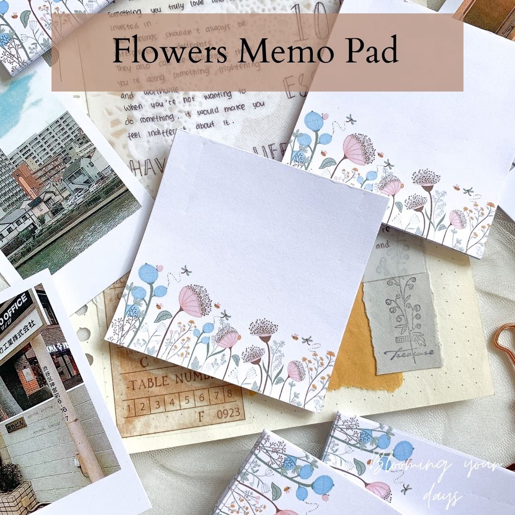 

Bloomingyourdays Memopad Note Book Catatan Lucu Kertas Memo notes flower floral aesthetic scrapbook journaling journal bujo DIY handmade murah