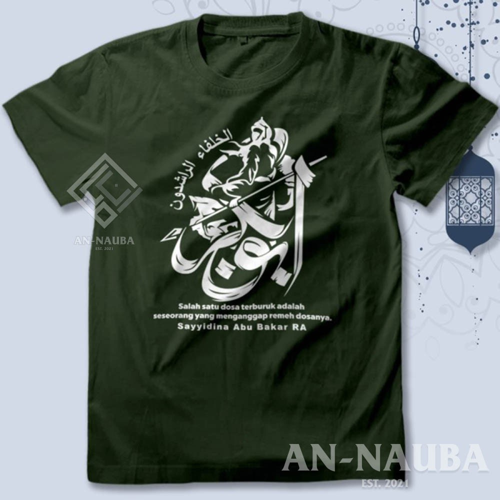 Kaos Dakwah Islami Sahabat Nabi / SAYYIDINA ABU BAKAR TSHIRT / Baju Distro Santri Muslim [AN-6332]-3
