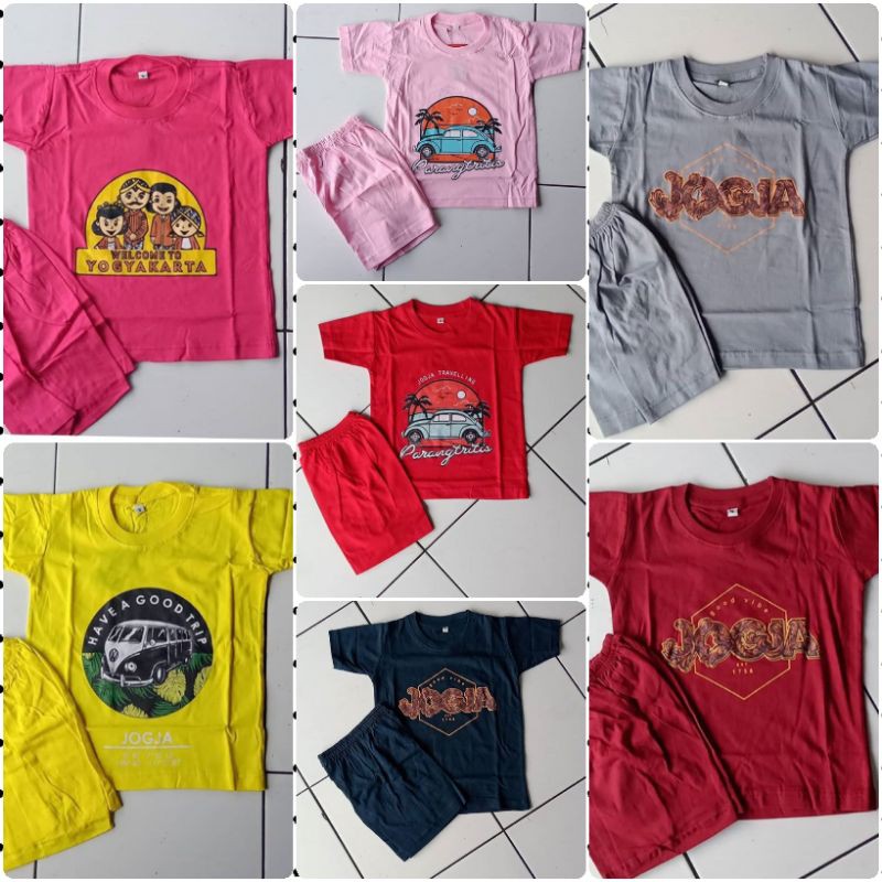 KAOS JOGJA SABLON MERK CAPUNG ORIGINAL UKURAN ANAK-ANAK 1-12 TAHUN BAHAN KATUN ADEM LENGAN PENDEK