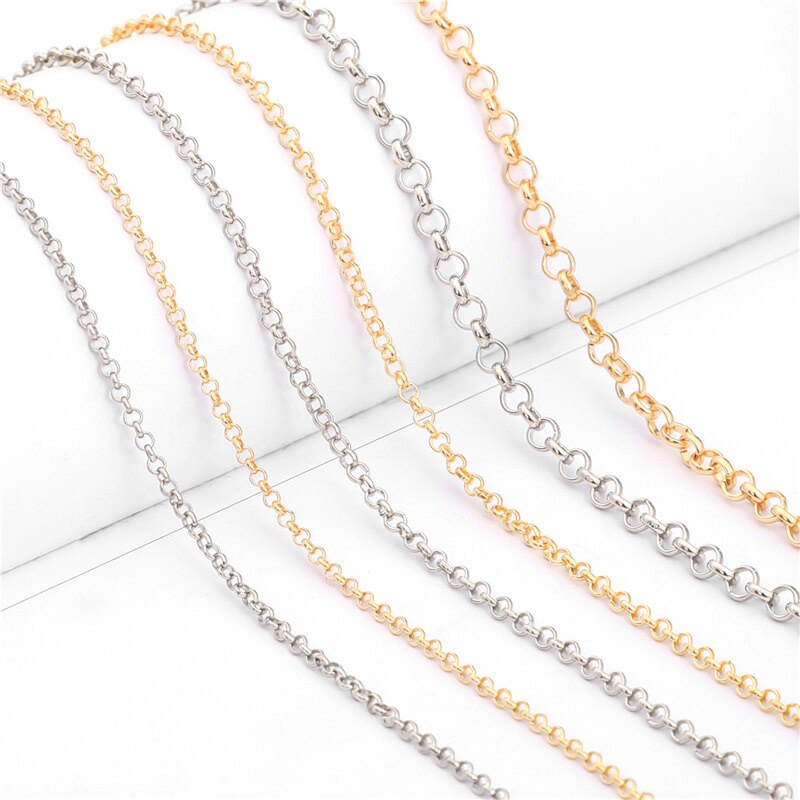 Rantai Kalung Bentuk O Bahan Besi Ukuran 2-5 Meter Untuk Membuat Perhiasan Handmade
