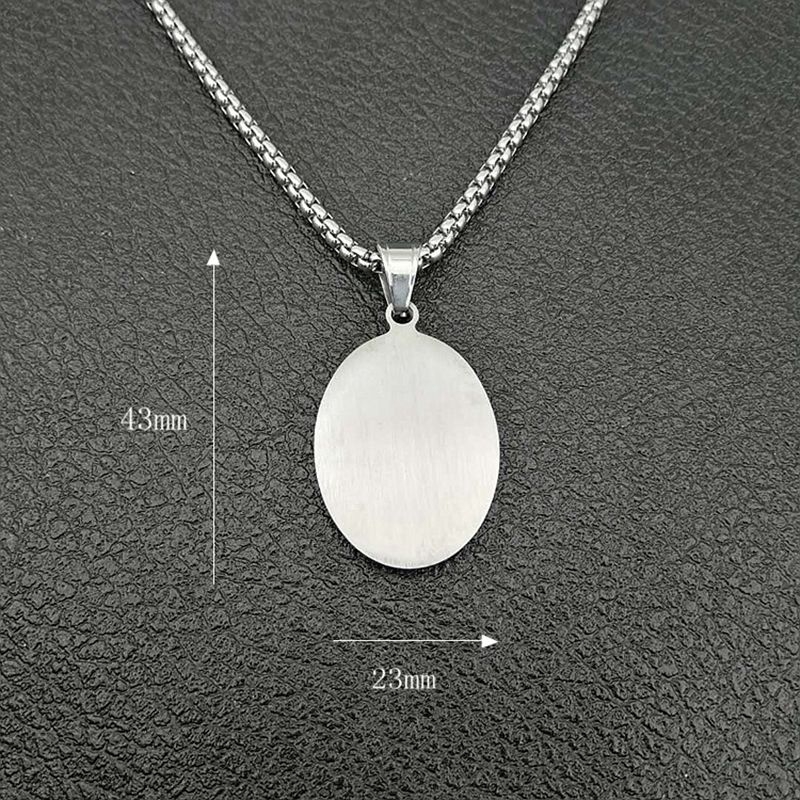Kalung Liontin Bentuk Oval Gaya Retro Untuk Pria
