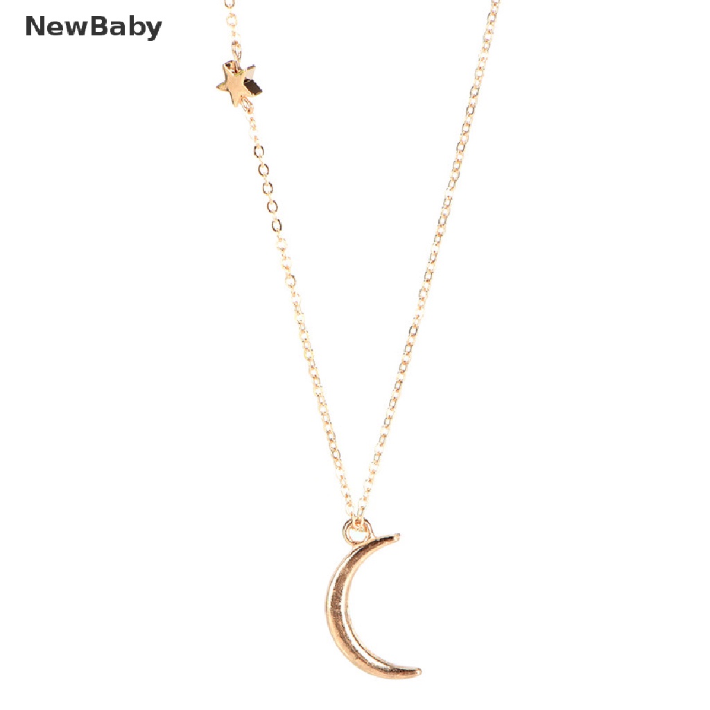 Kalung Rantai Panjang Dengan Liontin Bulan Bintang Warna Gold / Silver Untuk Wanita