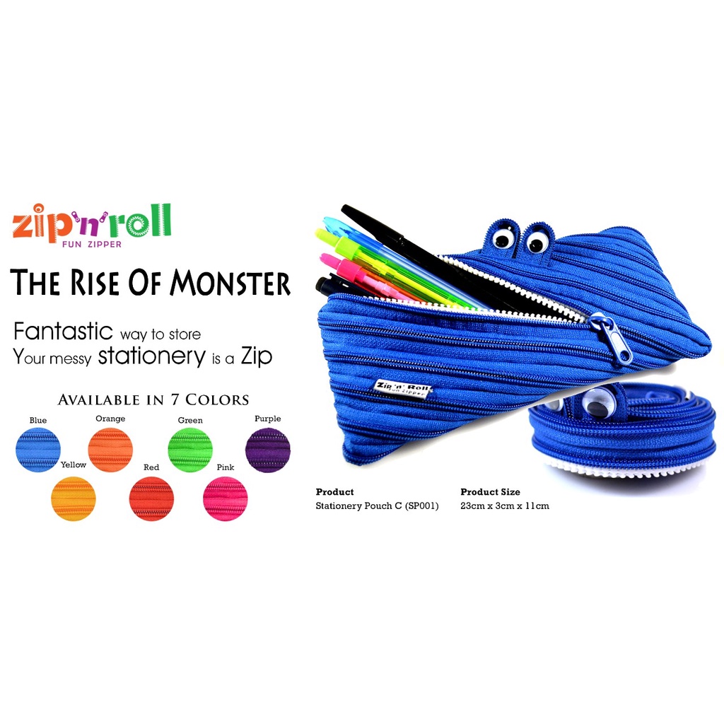 

ZIP N ROLL | Stationary Pouch Monster | Tempat Pensil | SP-001