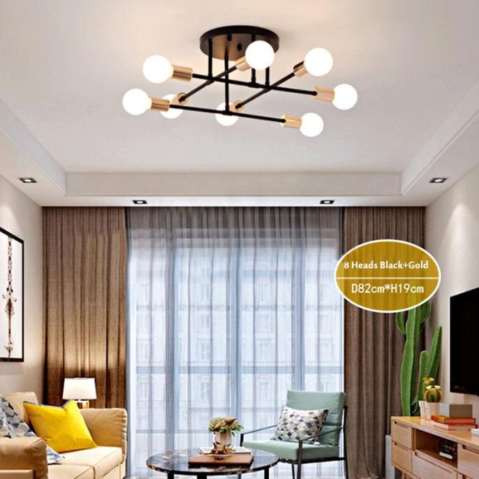 Lampu Gantung 6  Led E27 Industrial Bahan Besi Untuk Plafon Ruang Tamu Modern minimalist chandelier (Bohlam tidak termasuk)