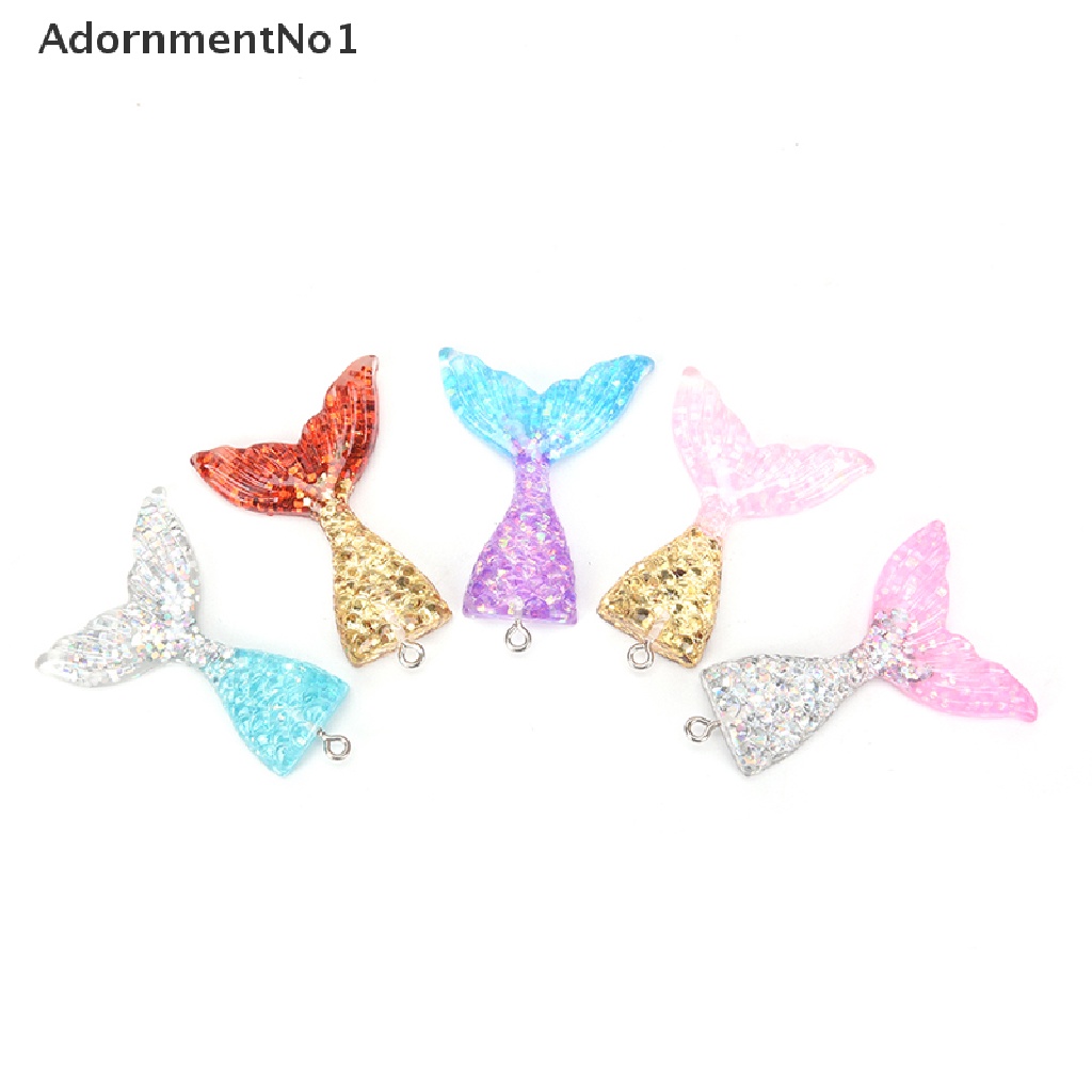 (AdornmentNo1) Liontin Bentuk Ekor Mermaid Aksen Glitter Bahan Resin Untuk Aksesoris Gelang / Kalung