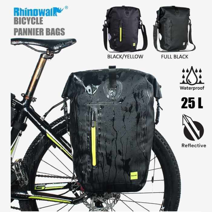 Tas Pannier Sepeda Waterproof - RHINOWALK 25L - Kuning