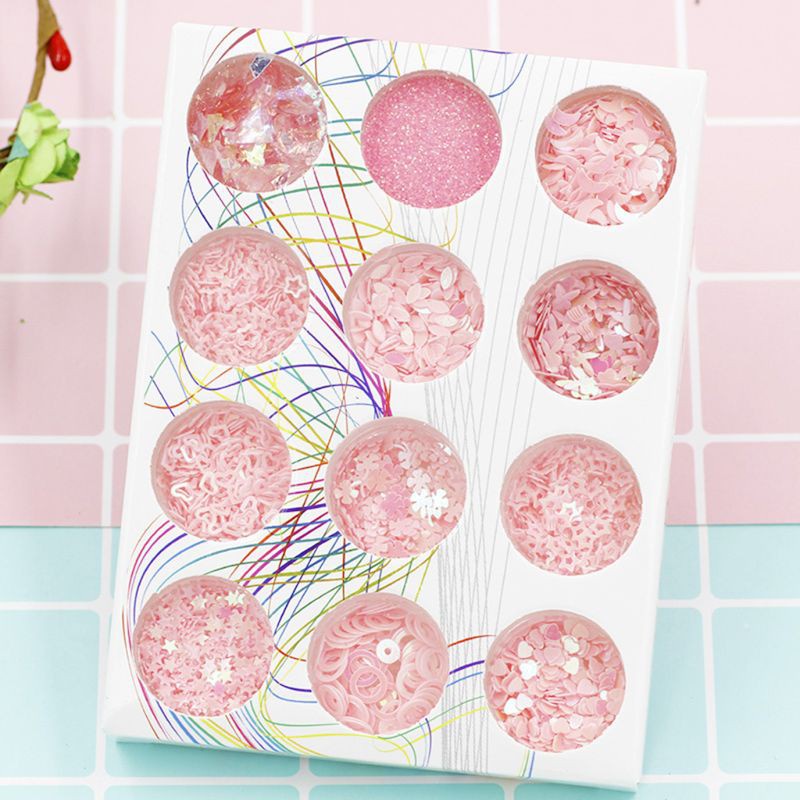 12 Botol / Set Sequin Glitter Mini Multi Warna Aksesoris Nail Art / Manicure Diy