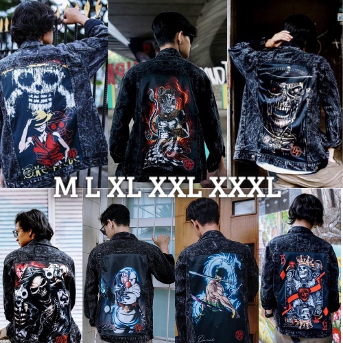 DROUR Jaket Jeans Printing Pria Jumbo M-XXXL