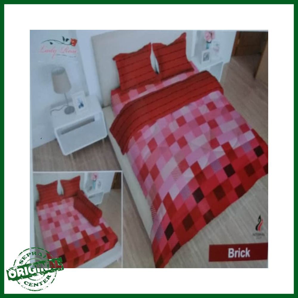 SEPREI LADY ROSE / SPREI LADY ROSE BRICK QUEEN 160 No.2 SEPRAI KOTAK MERAH BATA MONOKROM