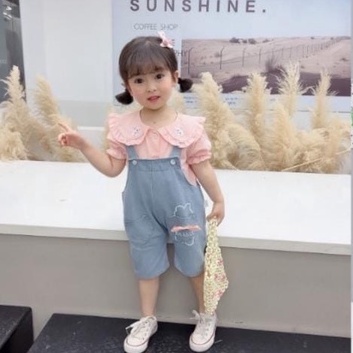 Overall Jeans Anak Perempuan / Setelan Baju Kodok Anak Perempuan Lucu / Baju Jumpsuit Anak Perempuan