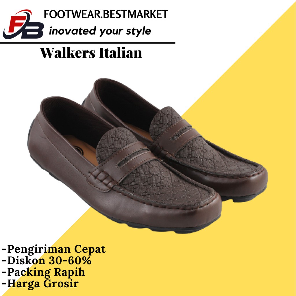 [BISA COD] Sepatu Casual Formal Pria Walkers Italian Sepatu Kerja Hitam - Coklat Murah Harga Grosir