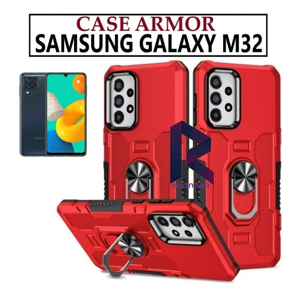 Case Armor SAMSUNG M32 Iring Cincin Magnetic Kesing Hp Protect kamera Premium Hard Case Standing Robot Pelindung Kamera