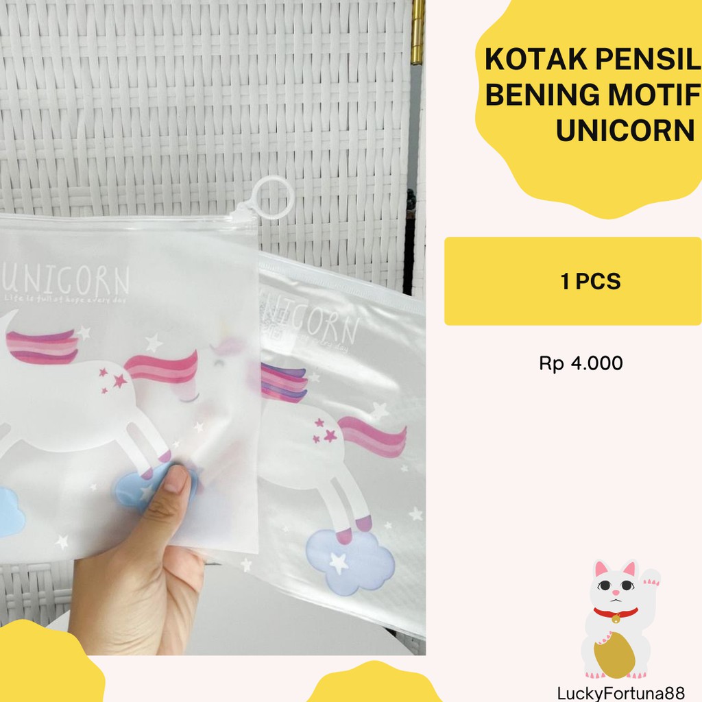 

[Luckyfortuna88] Kotak pensil bening motif unicorn pensil case benting motif unicorn kotak pencil lucu pencil case lucu unik kado murah termurah alat tulis kantor alat tulis sekolah