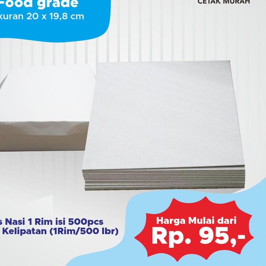 

Tatakan Box Nasi 500 Pcs/1 Rim ( Kertas Nasi bungkus padang )