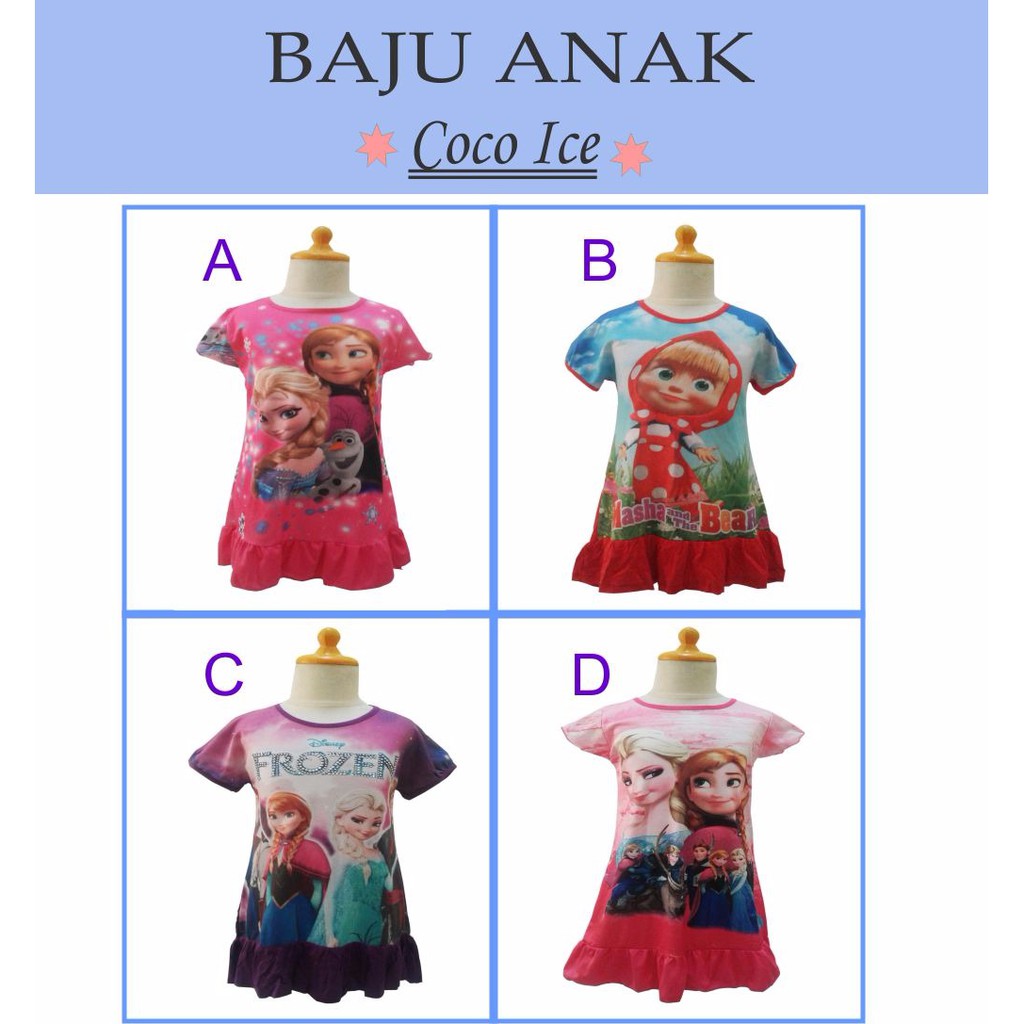 Dress Anak sz 4-12 tahun Coco Ice Frozen Elsa Marsya