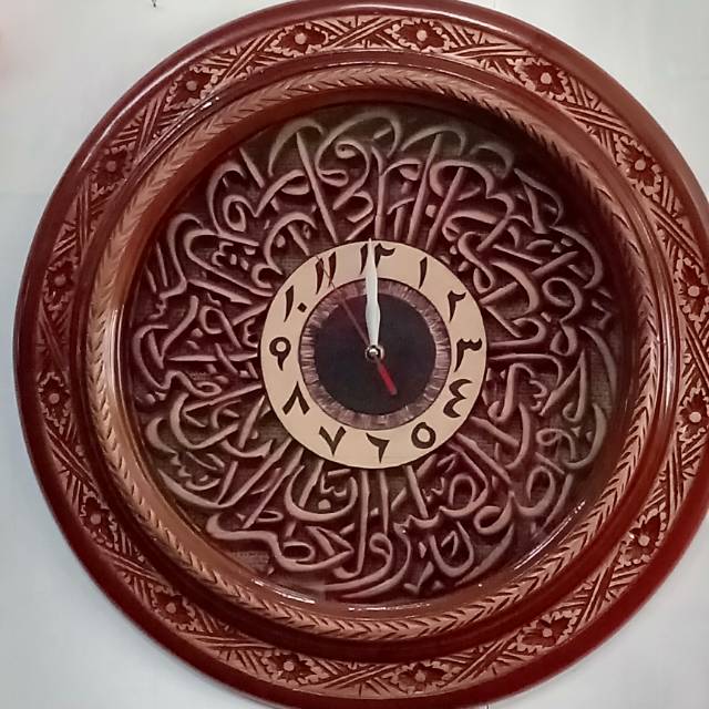 Jam dinding kaligrafi jam dinding bundar jam dinding jepara kaligrafi kayu