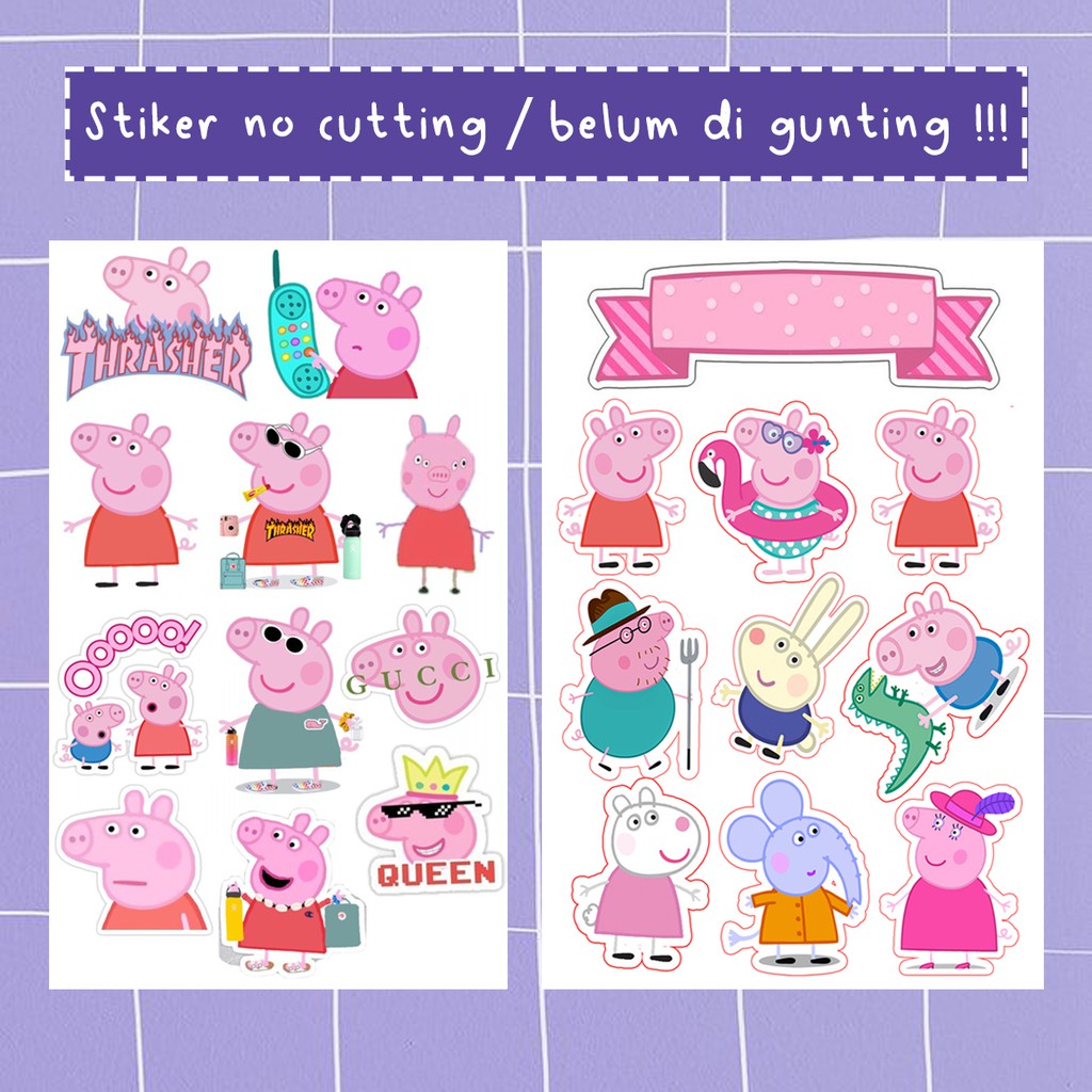 STICKER PEPPAPIG PINK / STICKER TEMPELAN HP LAPTOP NO CUTTING