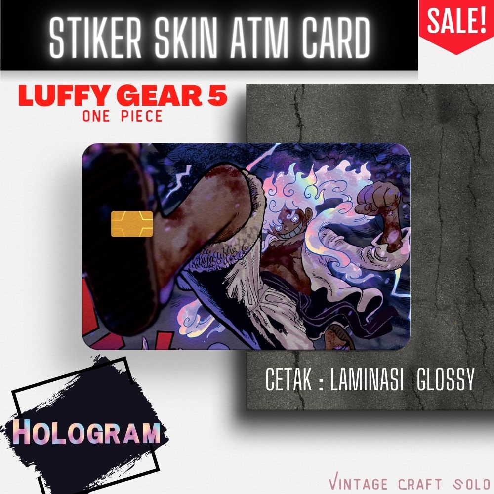 

Stiker Sticker Skin Card ATM One Piece Luffy Gear 5 Hologram Premium GRATIS packing Keren