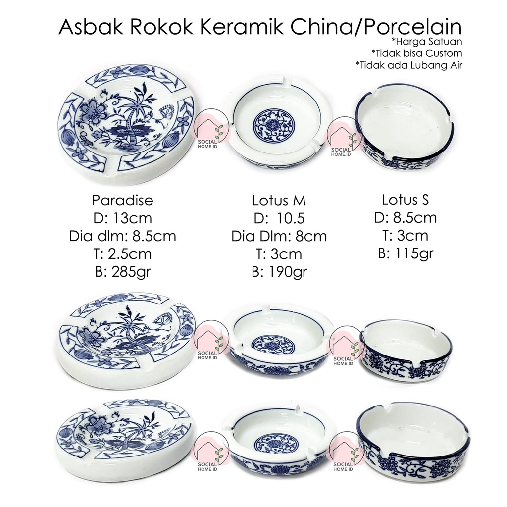 Asbak Abu Rokok Keramik China Porcelain Porselen Porselain