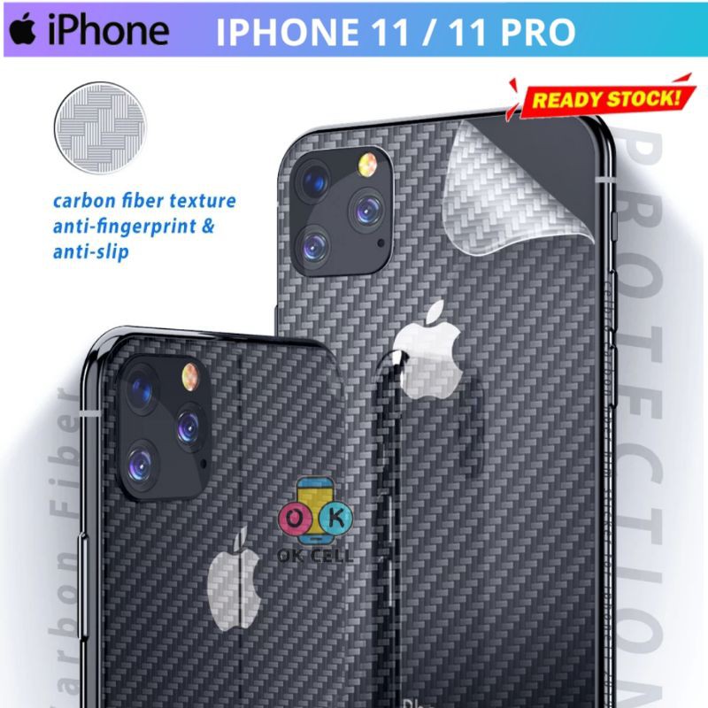 Skin Carbon iPhone 11 / 11 Pro - Garskin Karbon Fiber iPhone 11pro Anti Gores Belakang Premium