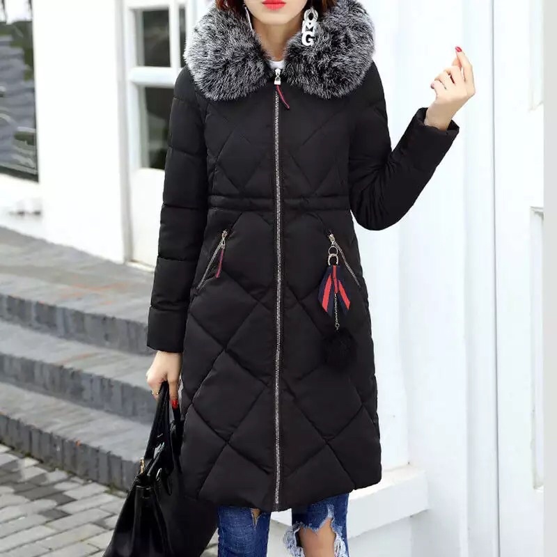 Jaket Panjang Wanita Dengan Hoodie Bulu untuk winter