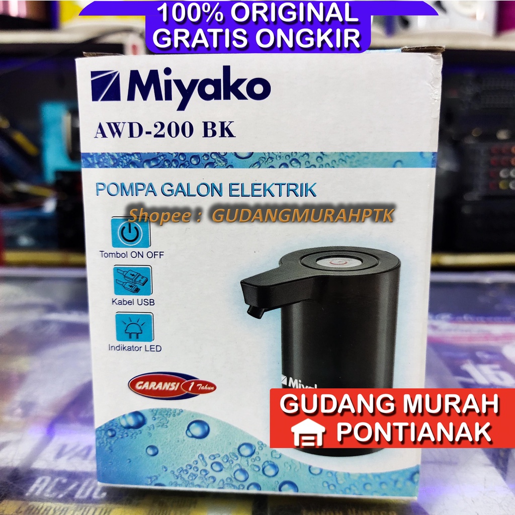 Pompa Galon Elektrik Miyako AWD 200 BK BERGARANSI 1 TAHUN ORIGINAL Hitam