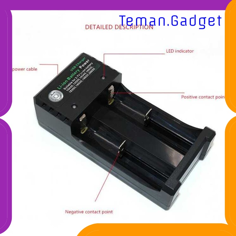 TG-IE225 GTF CHARGER BATERAI 18650 2 SLOT PLUG MICRO USB - GF0012