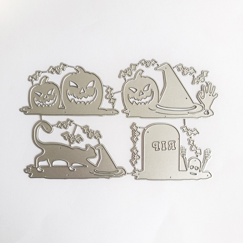 Cetakan Stensil Cutting Dies Motif Labu Halloween Bahan Metal Untuk Scrapbook / Craft DIY