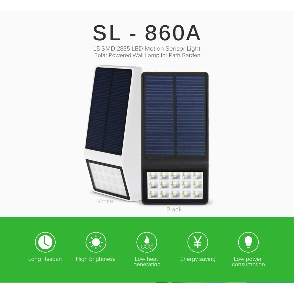 SL-860A - 500 Lumens Outdoor Wall Light 15 LED Solar Lamp Light