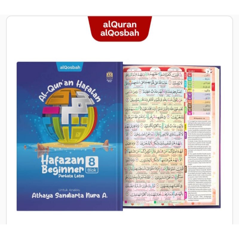 AL QUR'AN ANAK CUSTOM NAMA HAFAZAN BEGINNER 8 BLOK PERKATA,UKURAN A5