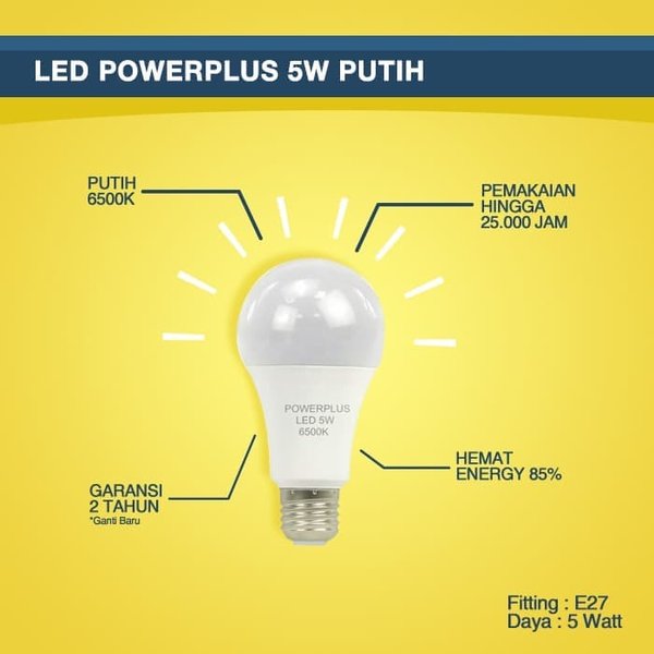 miliki Lampu Led 5w Powerplus Lampu Led 5watt Lampu Led 5 watt Putih Kuning Diskon