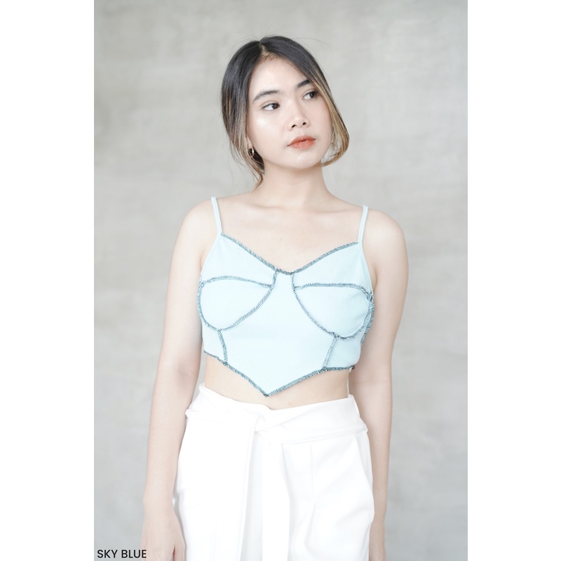 Bustier Knit Top Atasan Tank Top Wanita