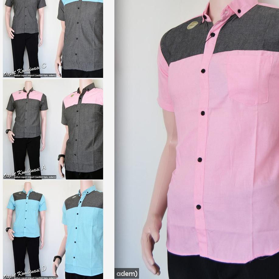 ã„Ÿtrolistore Kemeja Pria Polos Ospot Kombinasi Warna Baju Cowok Kemeja Hem Pria Lengan Pendek Poloscd Shopee Indonesia