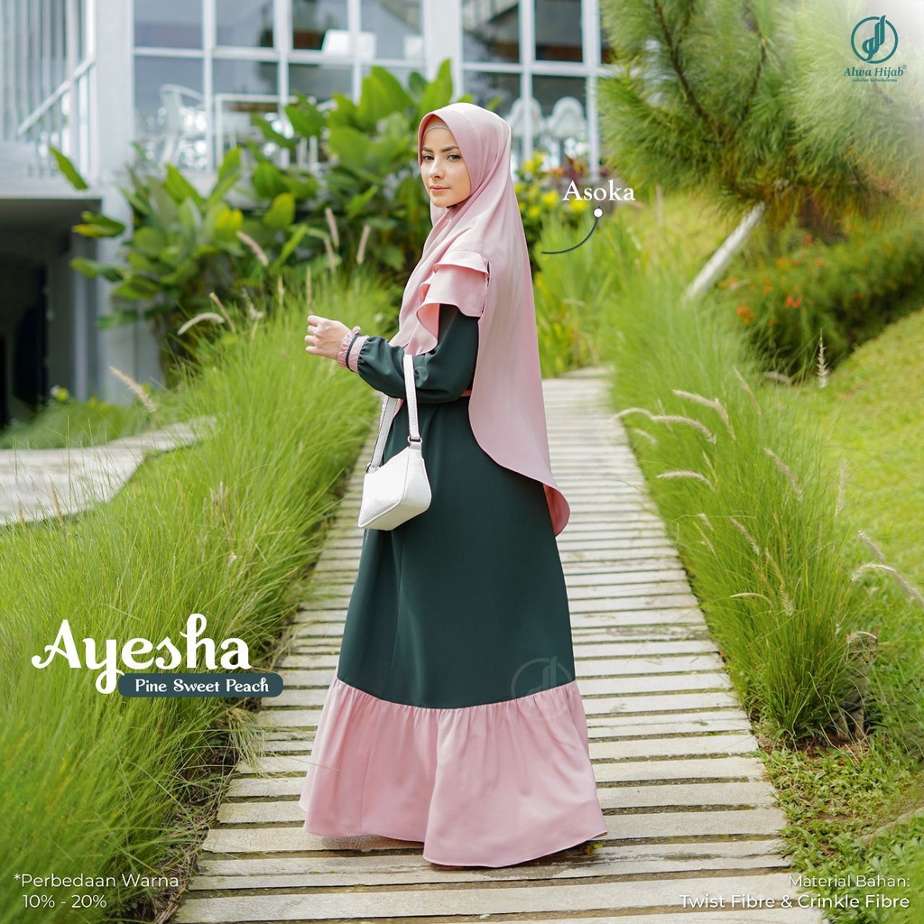 AYESHA GAMIS BY ALWA HIJAB TERBARU | Gamis Saja | Pine Sweet Peach | Olly890 |Gamis Remaja Polos Ter