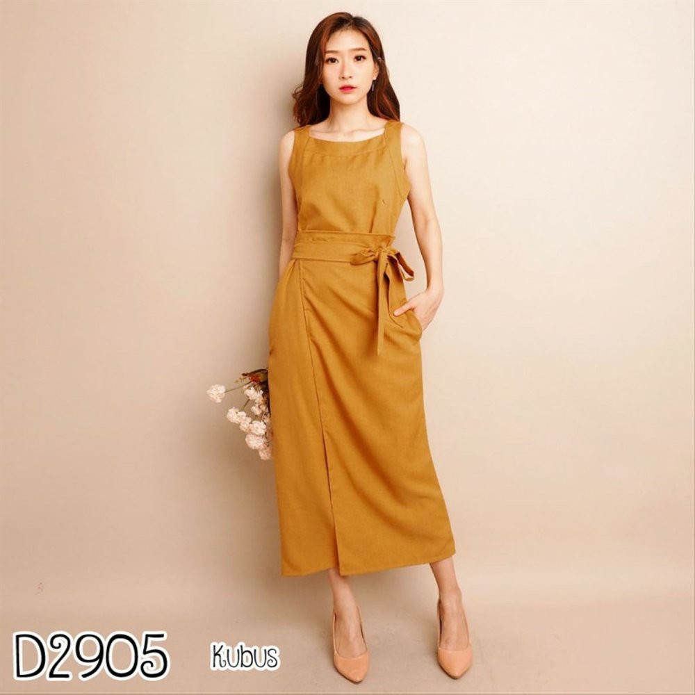 D2905 DRESS MAXY WANITA POLOS TANPA LENGAN