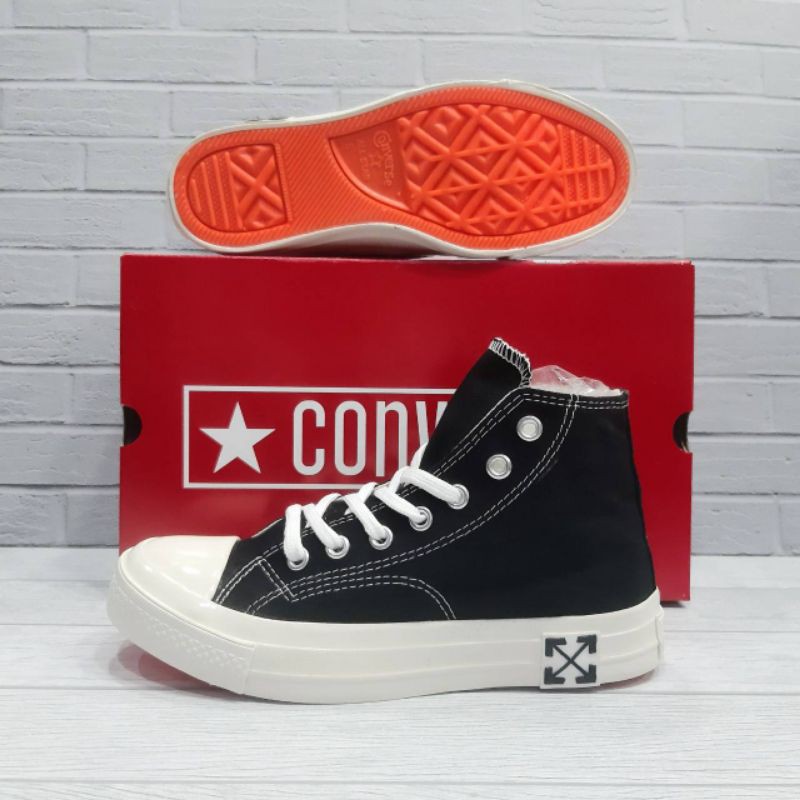 converse 70s x off white hi all black sol white