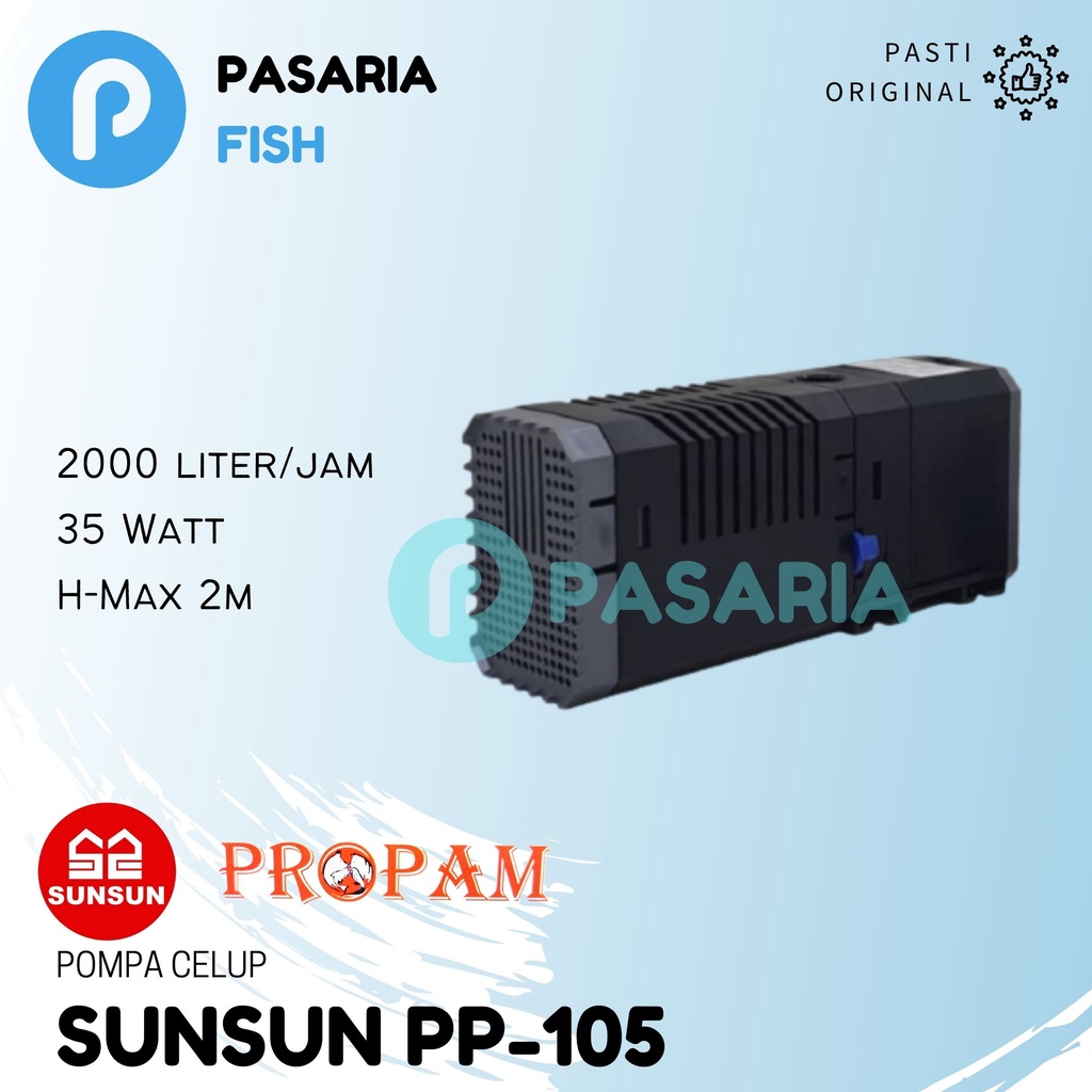 SUNSUN PROPAM PP105/PP 105 Pompa Celup Kolam 35 Watt/35W 2000 liter/jam(lph)