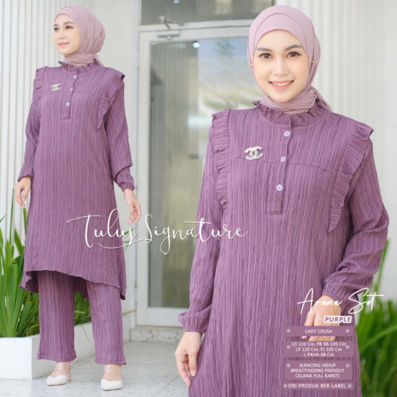 ARANA SET BY TULUS SIGNATURE / ONE SET WANITA MUSLIMAH / Setelan polos LD 110