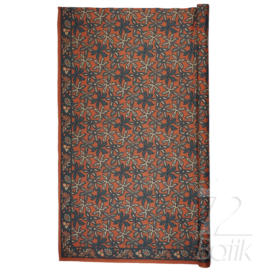 BAHAN BATIK PREMIUM Katun Motif Daun Singkong Warna Orange Oren Oranye 721388 Cap 72 Jarik Jarit Samping Kebat Panjang Batik Katun Modern Premium Bahan Seragam Batik Pernikahan Kantor Keluarga Murah Kamen Jadi Batik Bali Lembaran